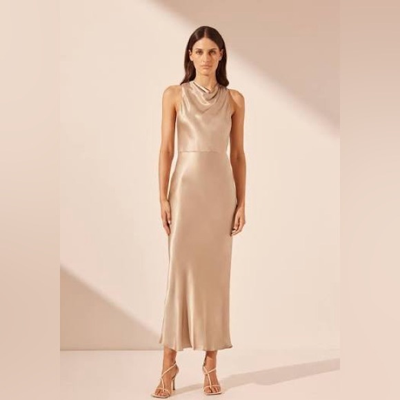 Shona Joy Dresses & Skirts - Shona Joy Satin Midi Dress in Cream